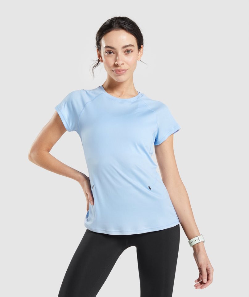 Women\'s Gymshark Speed T-Shirts Blue | NZ 9HFSMY